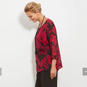 Masai Bulma Floral Sheer Black and Red Women's Designer Top